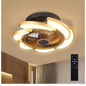 Modern Ceiling Fan with Light - Black and Gold
